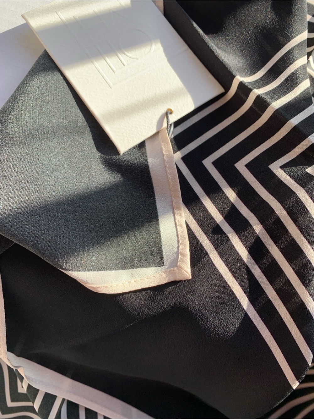 Toteme Black and Cream Geometric Silk Scarf - Picture 2 of 6